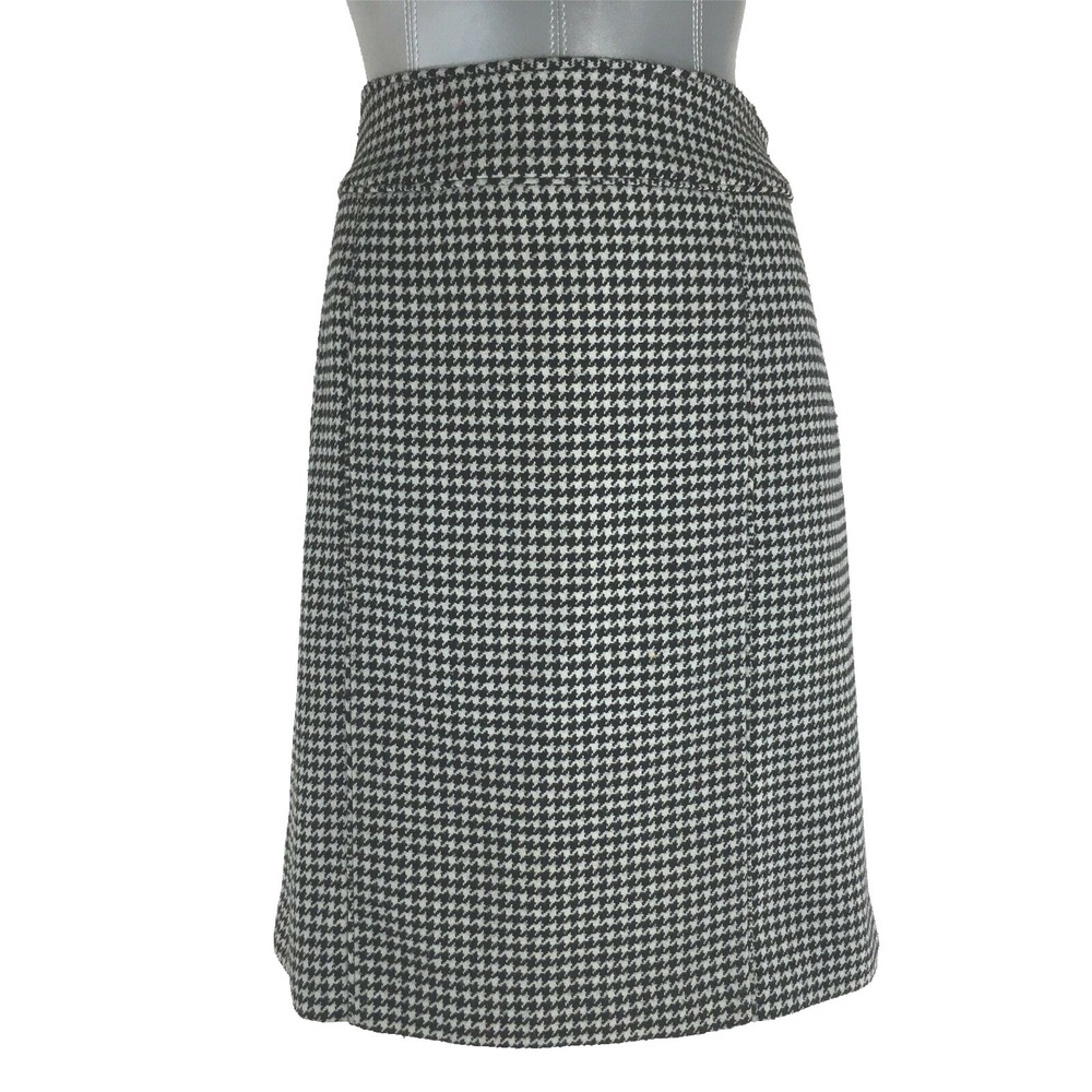 Banana Republic Skirt 10P White Black Houndstooth Wool Bl Lined Business Casual